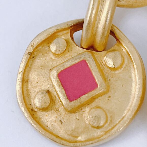 VTG Dangle Earrings Double Disc 1980s 1990s Gold Tone - Picture 7 of 15